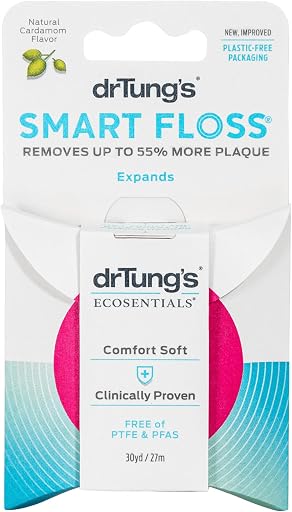 drTung's Smart Floss - Natural Floss, PTFE & PFAS Free Floss, Gentle on Gums, Expands & Stretches, BPA Free - Natural Dental Floss Cardamom Flavor (Pack of 1)