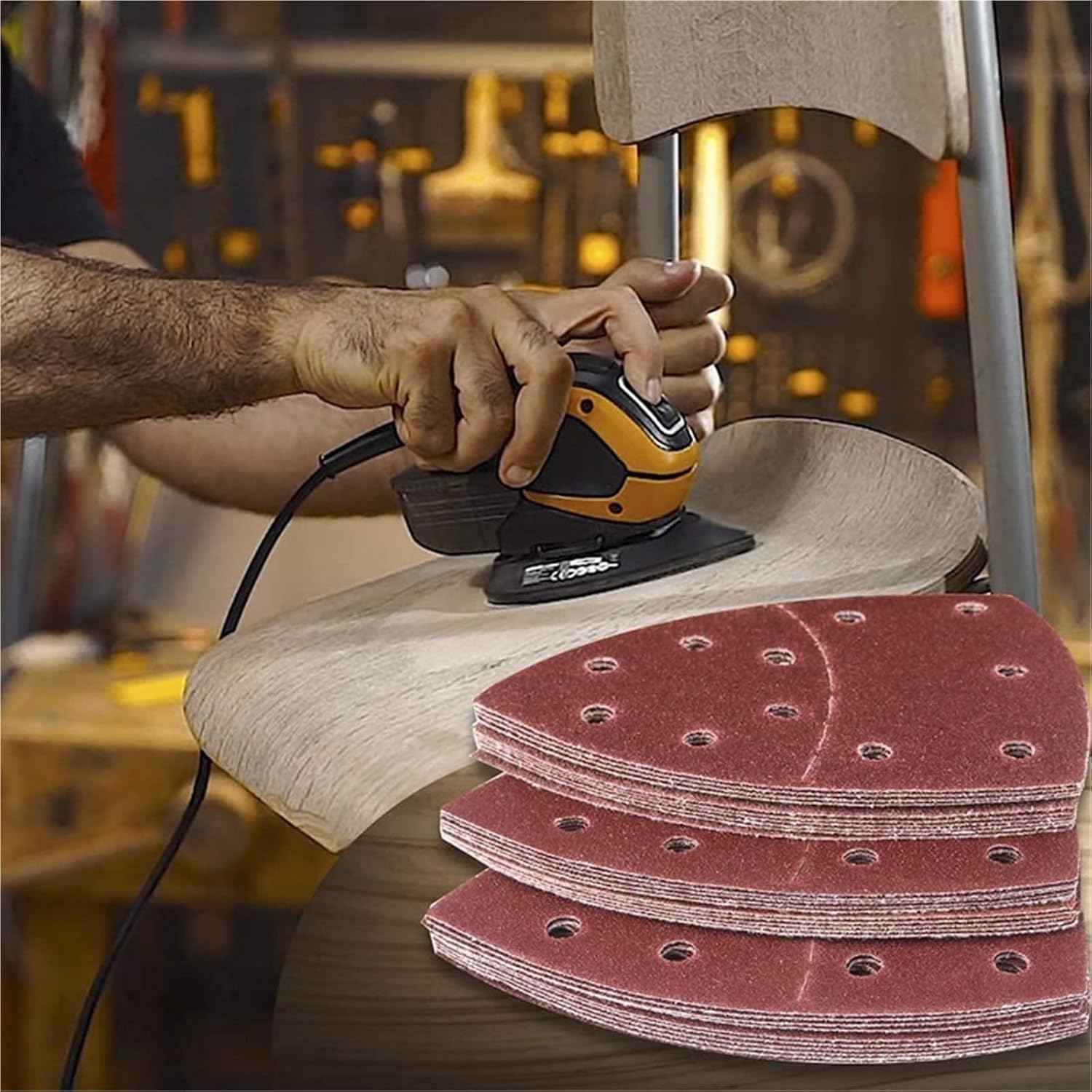 40-80 PCS 11穴マウスサンドペーパー - 40#-2000# マルチグリットトライアングルパームディテールサンダーシート、