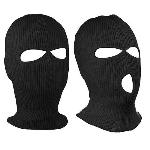 SUNTRADE 2 Hole + 3 Hole Face Mask Winter Beanie Ski Snowboard Hat Cap Wear Stylish Balaclava - Black