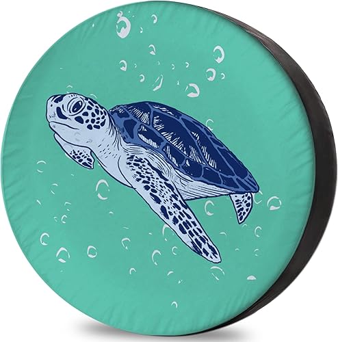 Cubiertas de neumáticos de repuesto para remolque de caravana, tortuga azul, resistente a la intemperie, a prueba de polvo, universales para