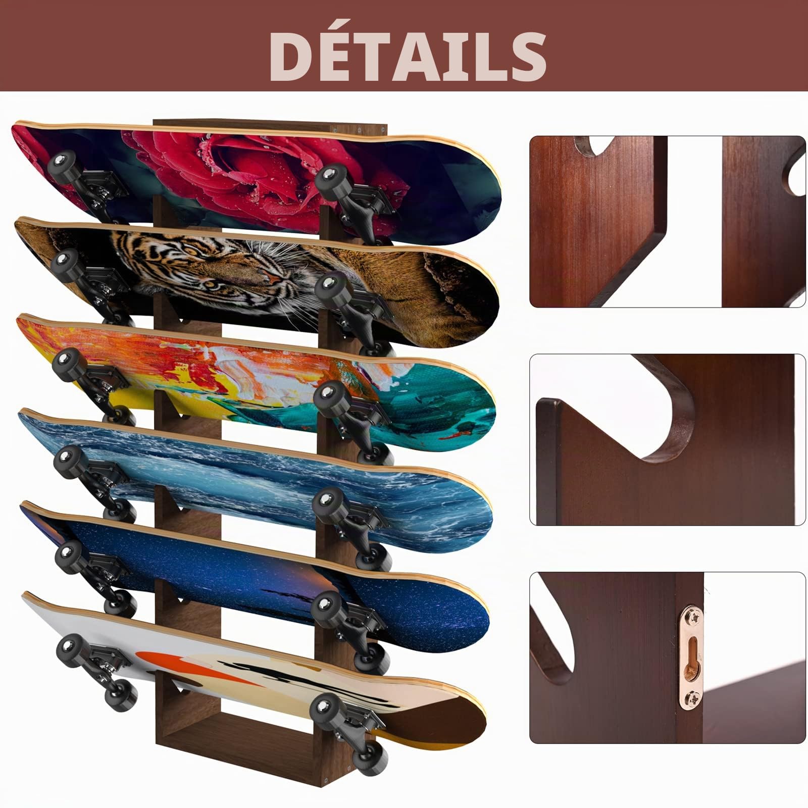 Support de plancher, support de plancher, présentoir de planche à roulettes, support de rangement pour planche à roulettes, support de rangement pour garage, club et magasin de skate