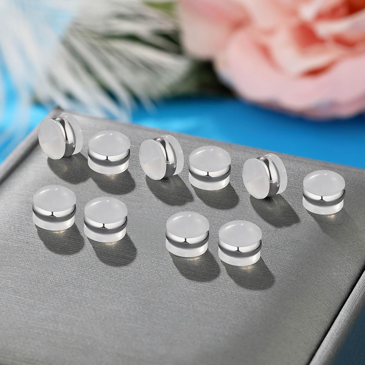 Silicone Earring Backs, 18K Gold Plated, Secure Locking for Heavy Earrings, Hypoallergenic Clear White - Image 7