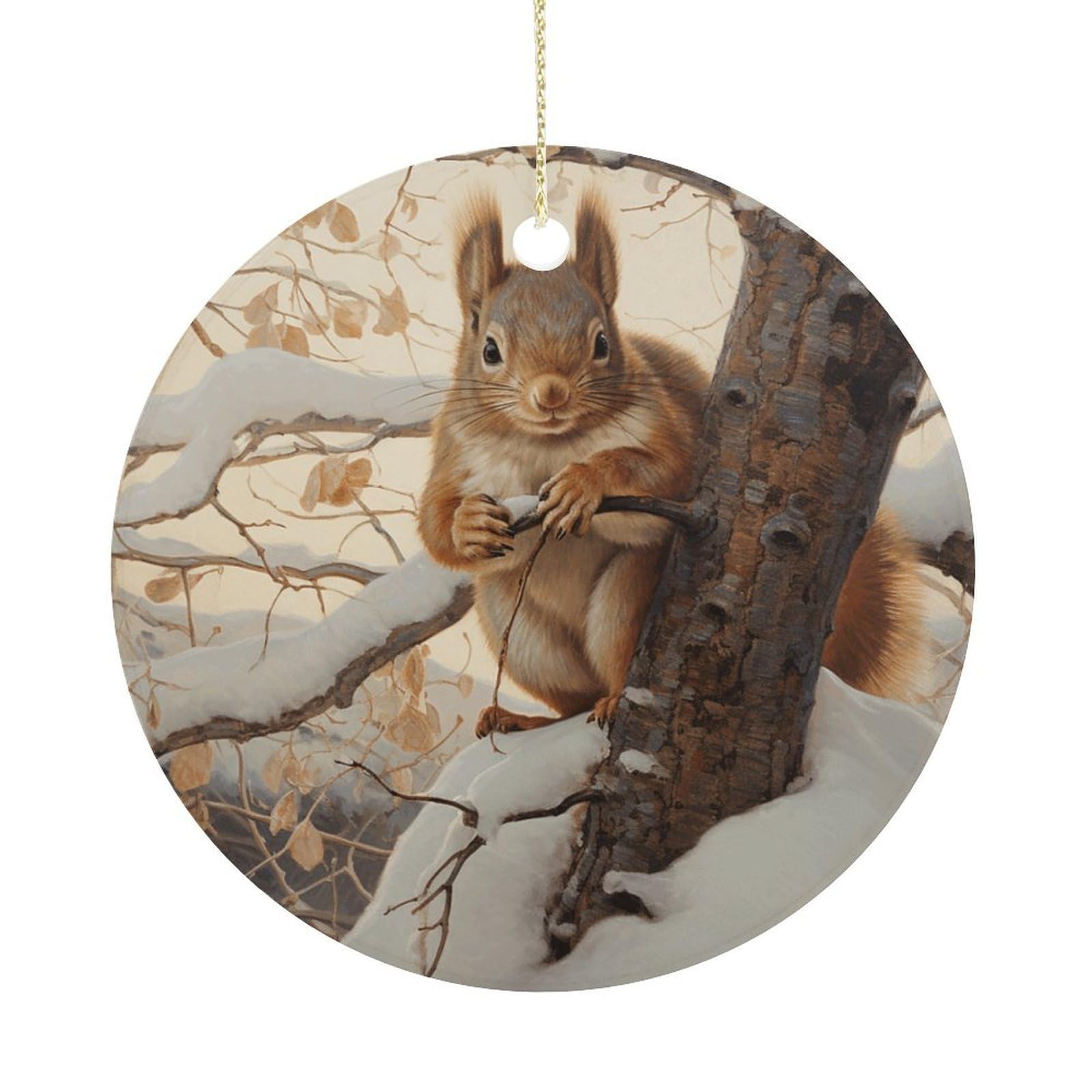 Adfgyerh Women's Style Squirrel On Tree Hanging Ceramic Ornaments, Christmas Tree Decorations, Funny Home Decor Gifts For Sisters & Work Best Friends