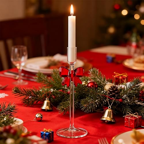 Miniatura 6 de Juego de 2 portavelas de vidrio cónico, transparente pequeño, juego de velas de vidrio más grueso para bodas, fiestas de Navidad, comedor, mesa,