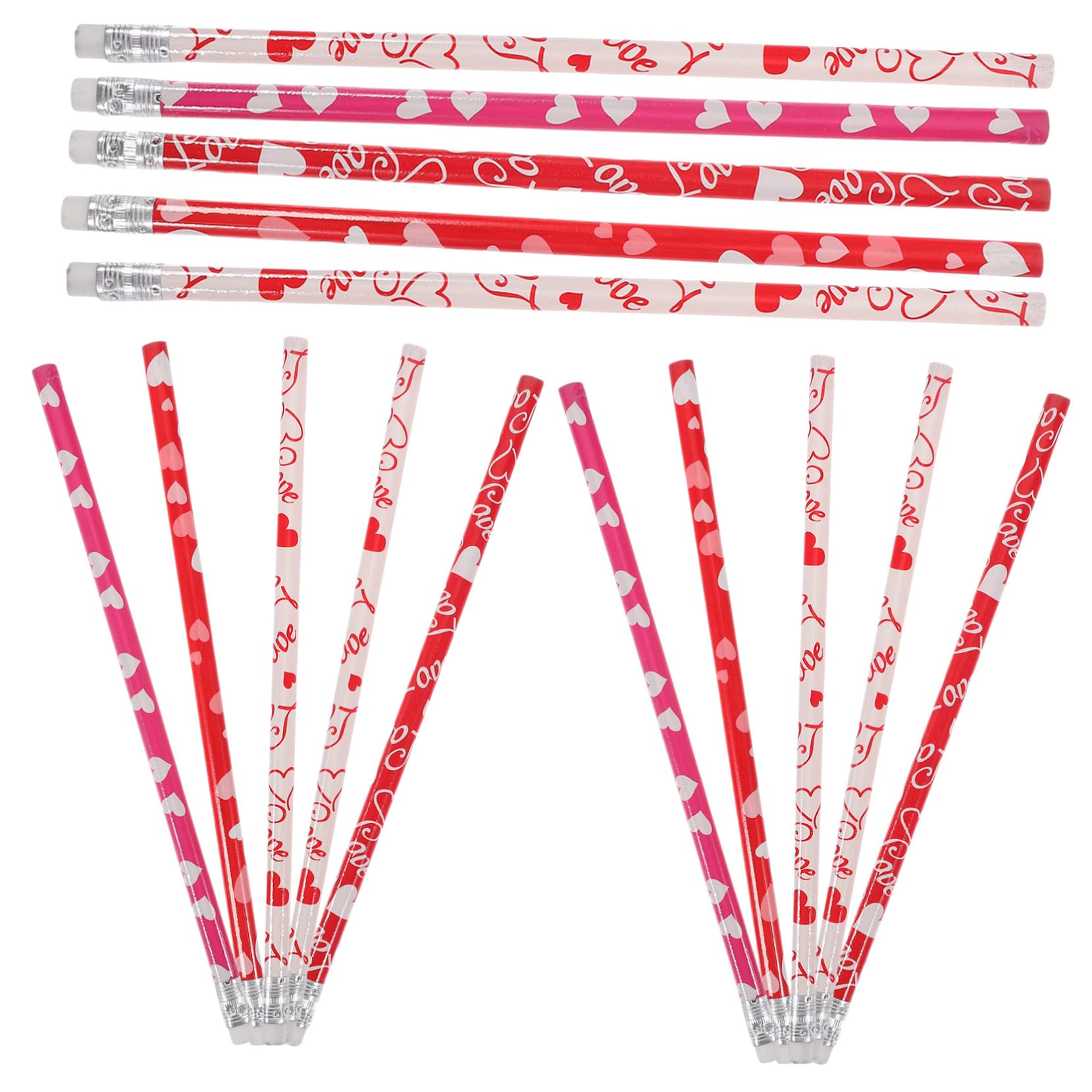 VILLCASE 5 Ensembles Crayon Saint Valentin Crayons De Golf Avec Gommes Aiguiseur Électrique Stylo De Croquis Approvisionnement Scolaire Faveur Étudiante Accessoires En Bois 50 Pièces * 5