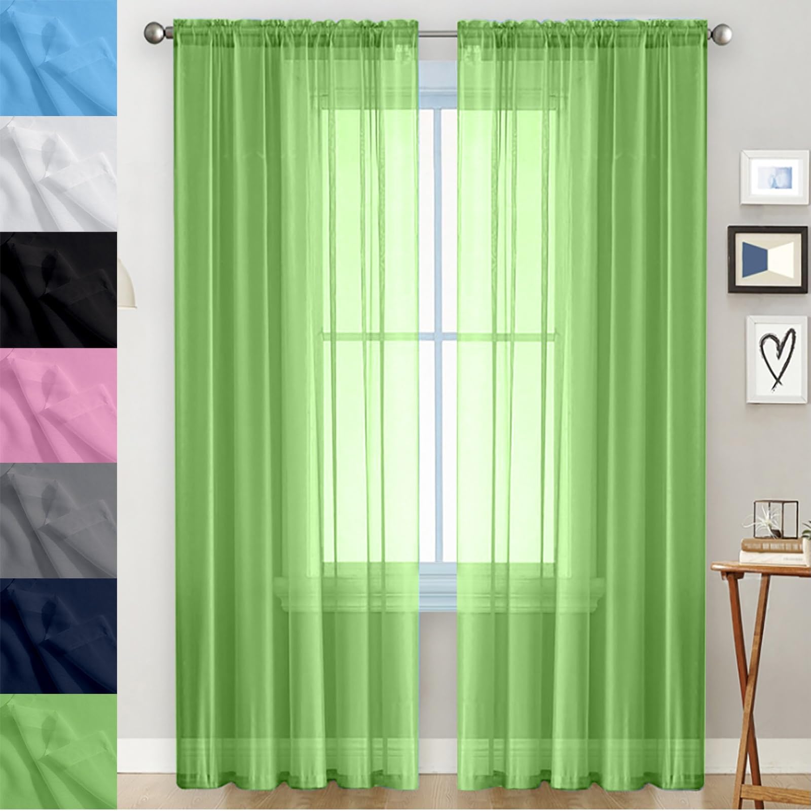GAIFNAG Cortina para Ventana Dormitorio 120 x 140 cm Aislantes Frío Calor Luz Cortinas Largas con Ojales Cortinas Dormitorio Modernas para Ventanas Salon/Cocina, Verde Tierno