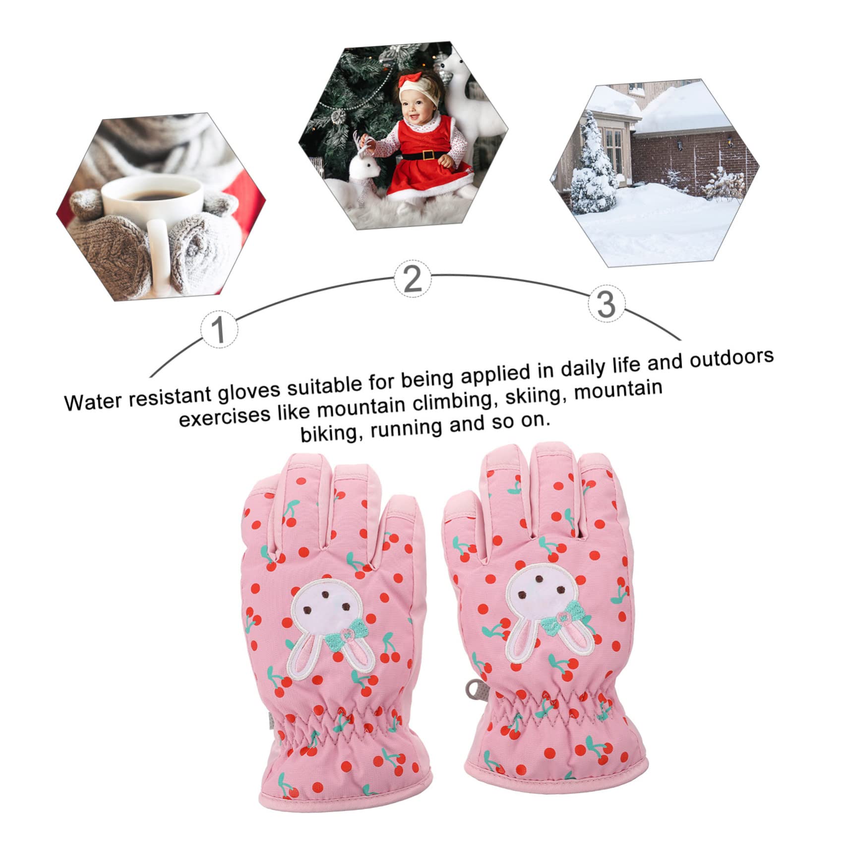 VALICLUD 2 Paar Mädchen-Skihandschuhe Fahrradhandschuhe Warme Handschuhe Rennhandschuhe Winterhandschuhe Stoff-Baumwollhandschuhe Damenhandschuhe Wasserabweisende Handschuhe