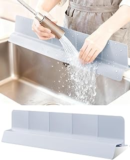 AyNirser Kitchen Sink Splash Guard 23" Silicone Water Guard with Strong Suction Cups, Faucet & Countertop Protector, Bathr...