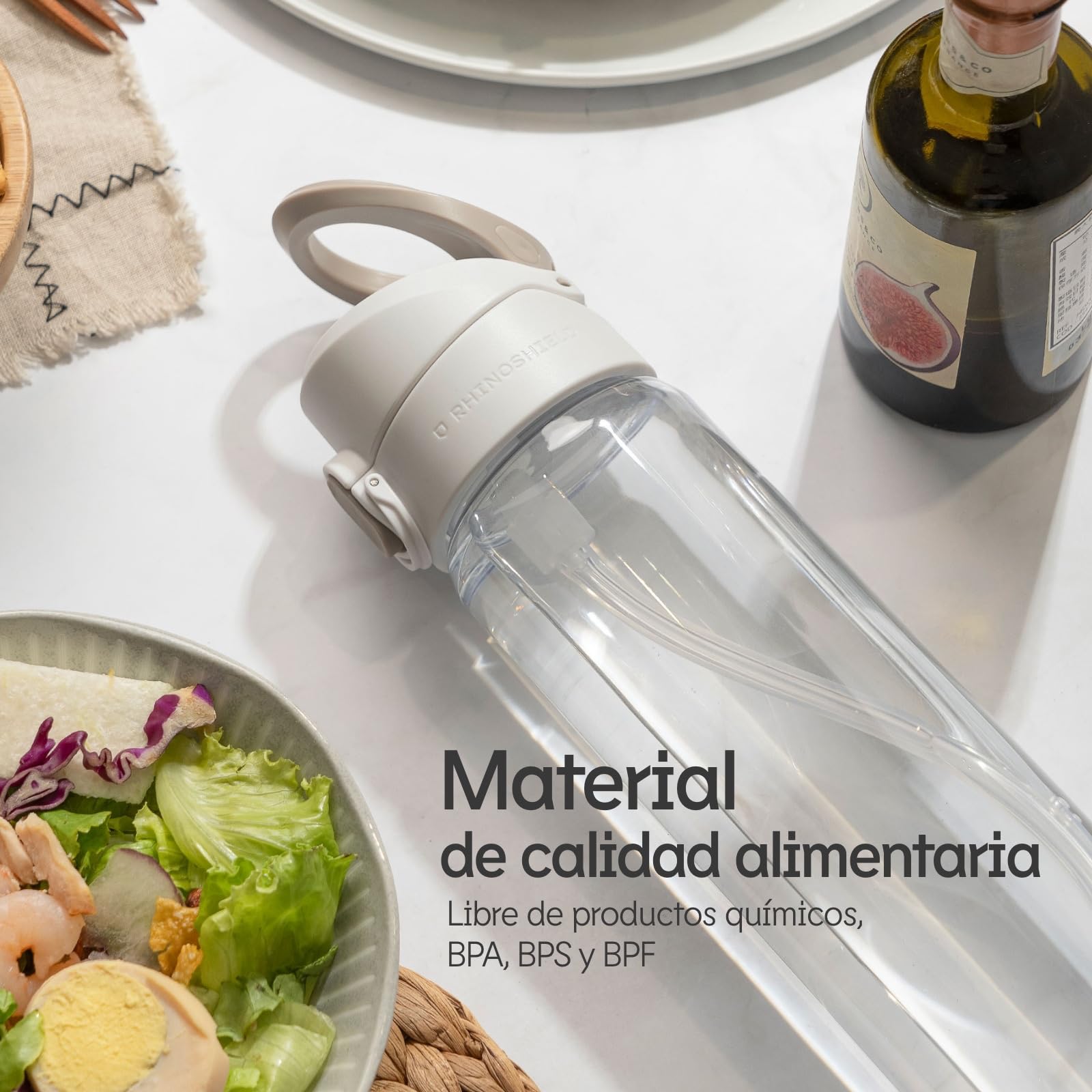 RhinoShield AquaStand Botella Térmica Compatible con MagSafe 700ml - Blanco | Acero inoxidable, botella deportiva sin pajita, asa compatible con MagSafe, trípode multiángulo y cierre hermético.