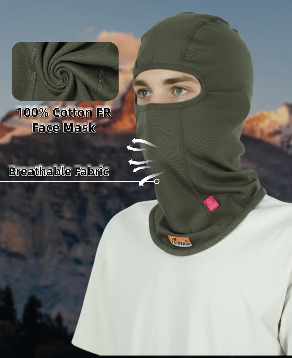 VATRENUS FR Balaclava 7oz FR Face Mask Flame Resistant Hood Welding Hood Breathable Arc Rated NFPA2112 CAT2 One Size - Image 3