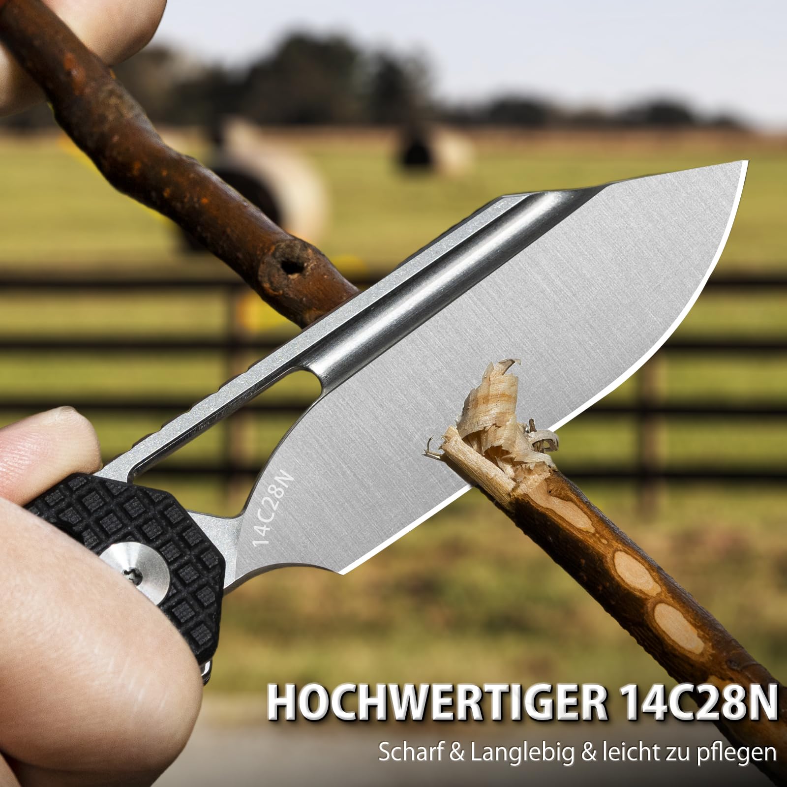 NedFoss COUGAR Klappmesser, 14C28N Stahl Taschenmesser mit Crossbar-Lock