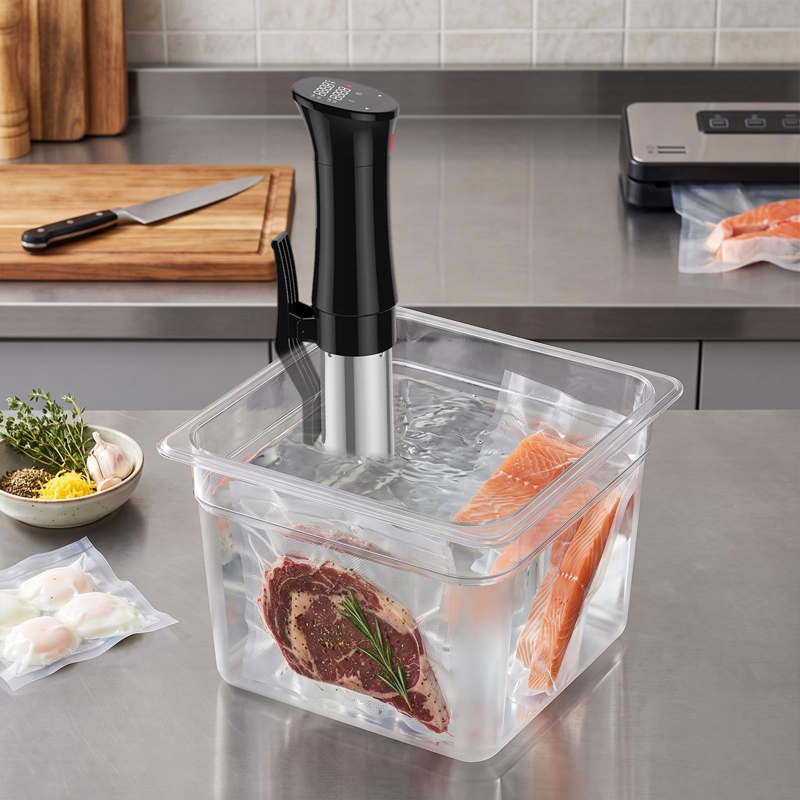 Sous Vide Garer z precyzyjną regulacją temperatury, 1100 W, stal nierdzewna