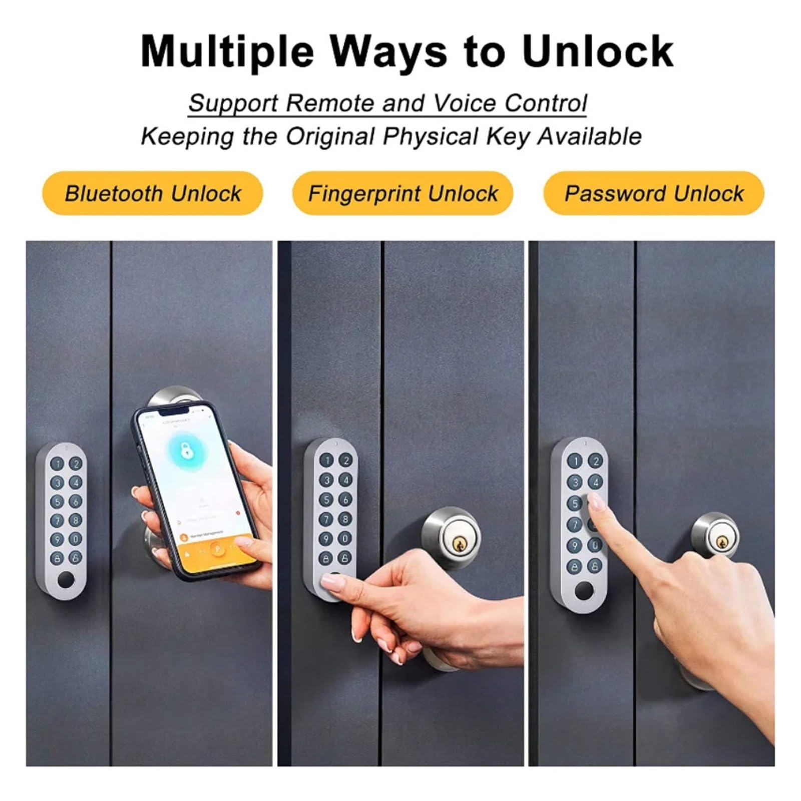 Serratura Smart, Smart Door Lock DIY Keyless Entry Tuya App, Compatibile Con Blocco Password Impronta Digitale,per camere da letto, uffici e hotel(2-in-1 G G30)