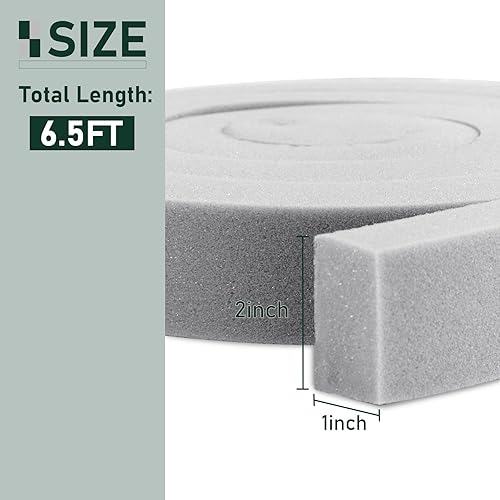 Miniatura 2 de Flehomo Burlete de espuma de CA para ventana, tira de sellado de espuma no adhesiva para aire acondicionado de ventana, cinta de espuma selladora de