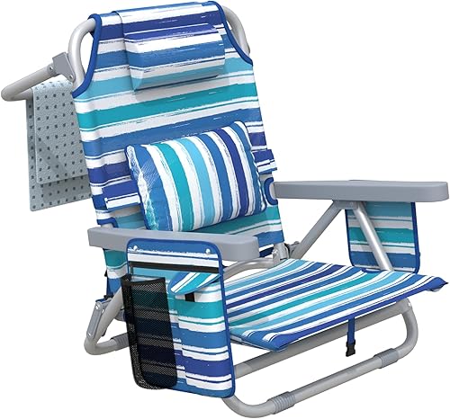 ZENPETIO Silla de playa, silla de camping para adultos, silla reclinable mochila para piscina, playa, campamento, al aire libre