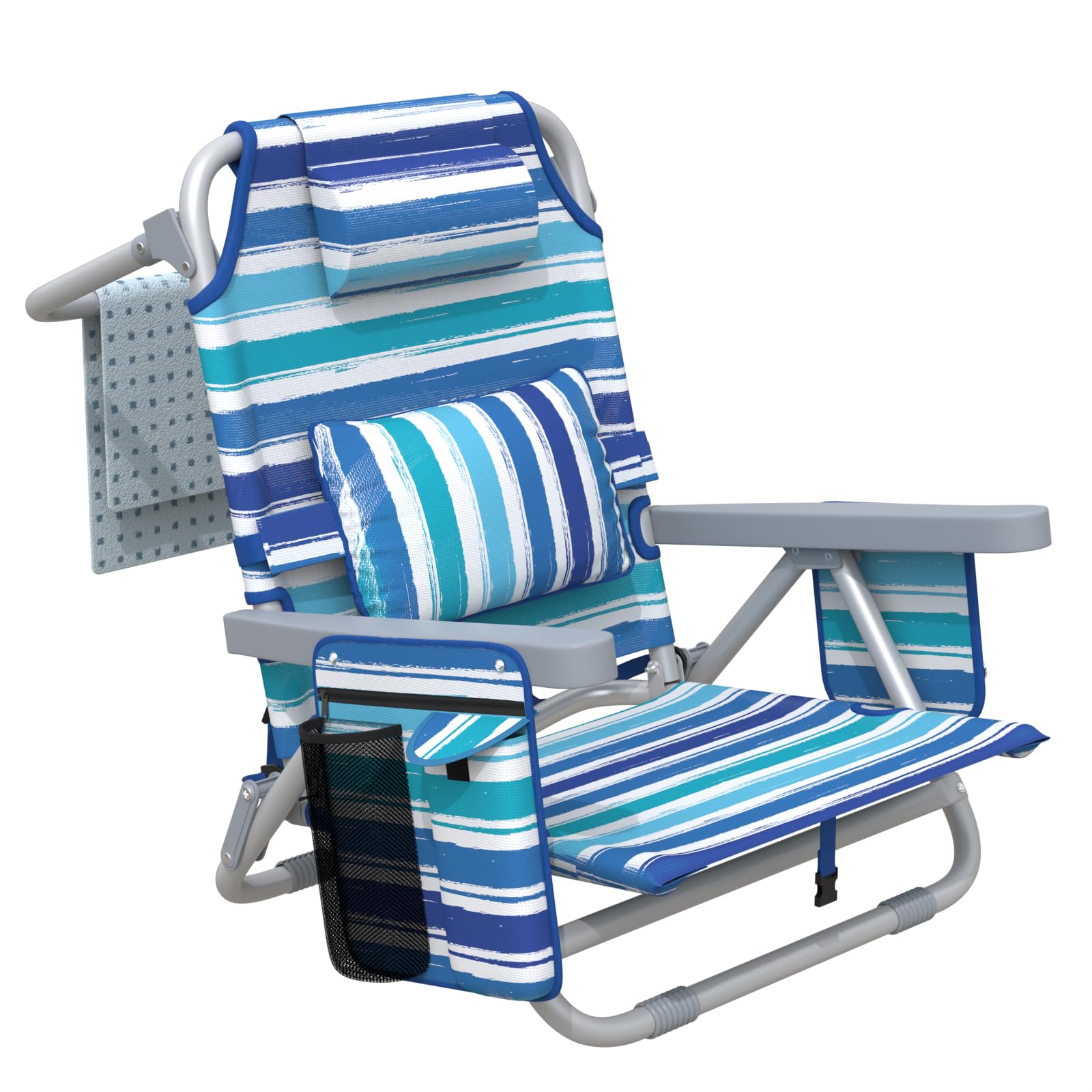 ZENPETIO Beach Chair Camping Chair for Adults Reclining Backpack Chair for Pool Beach Camping Outdoors
