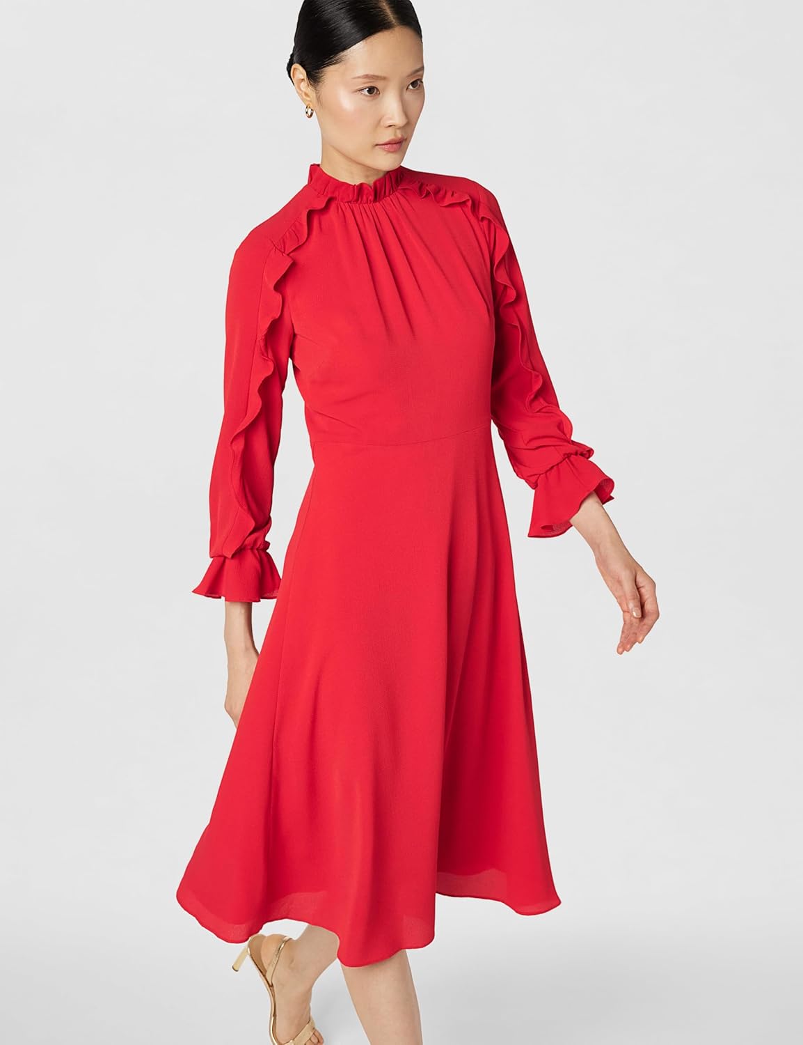 Donna Morgan Womens Ruffle Sleeve Midi DressCocktail Dress - Image 2