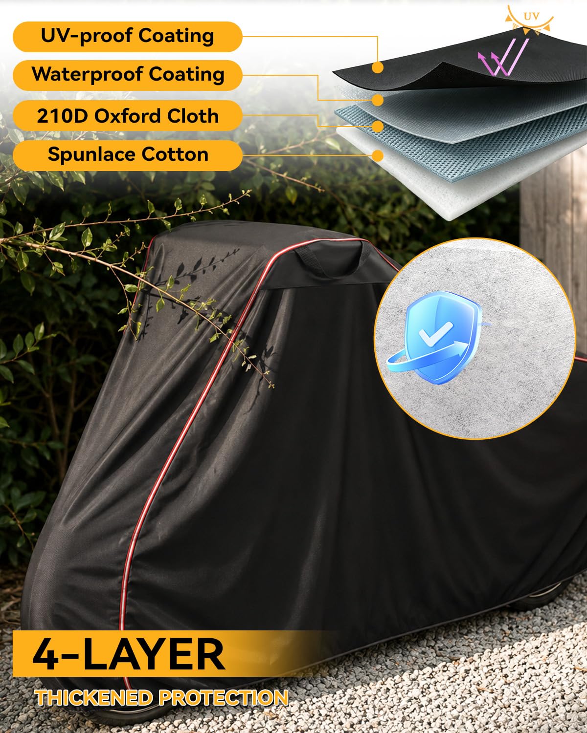 Housse pour tricycle et vélo cargo | Tissu Oxford Spunlace 210D imperméable anti-UV indéchirable, avec bandes réfléchissantes, dimensions 190 x 76 x 117 cm