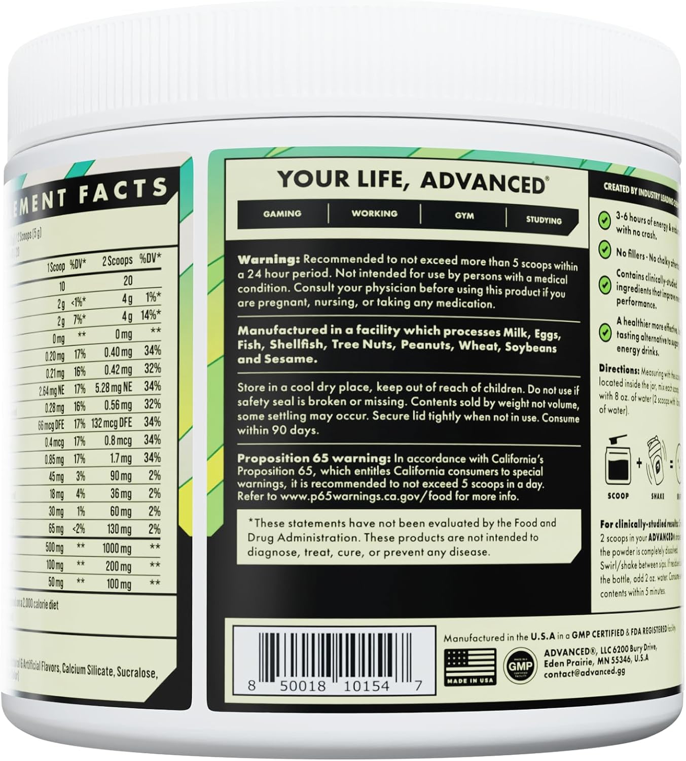 Advanced Energy Boosting Formula with Electrolytes for Hydration - L-Theanine to Combat Jitters Sugar Free & Keto Friendly No Maltodextrin (40 Servings) (Melon Cream Pop) - Image 2