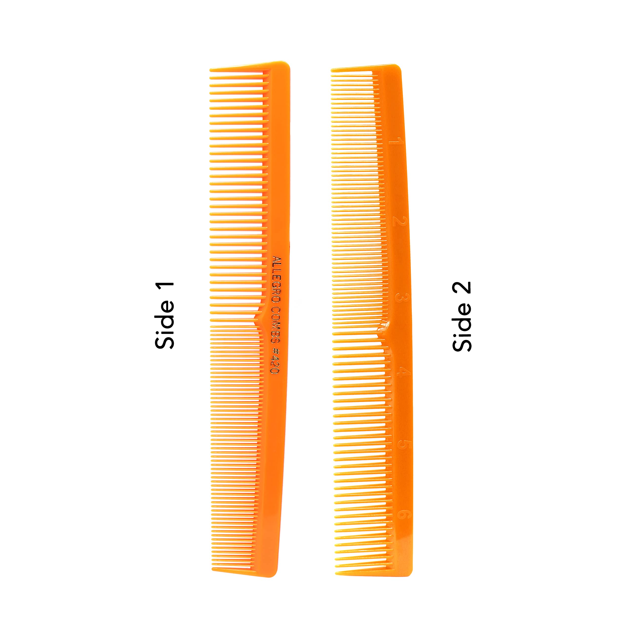 Allegro Combs Juego de 420 peines de peluquería para corte de pelo, peines anchos y finos, 12 unidades (naranja neón)