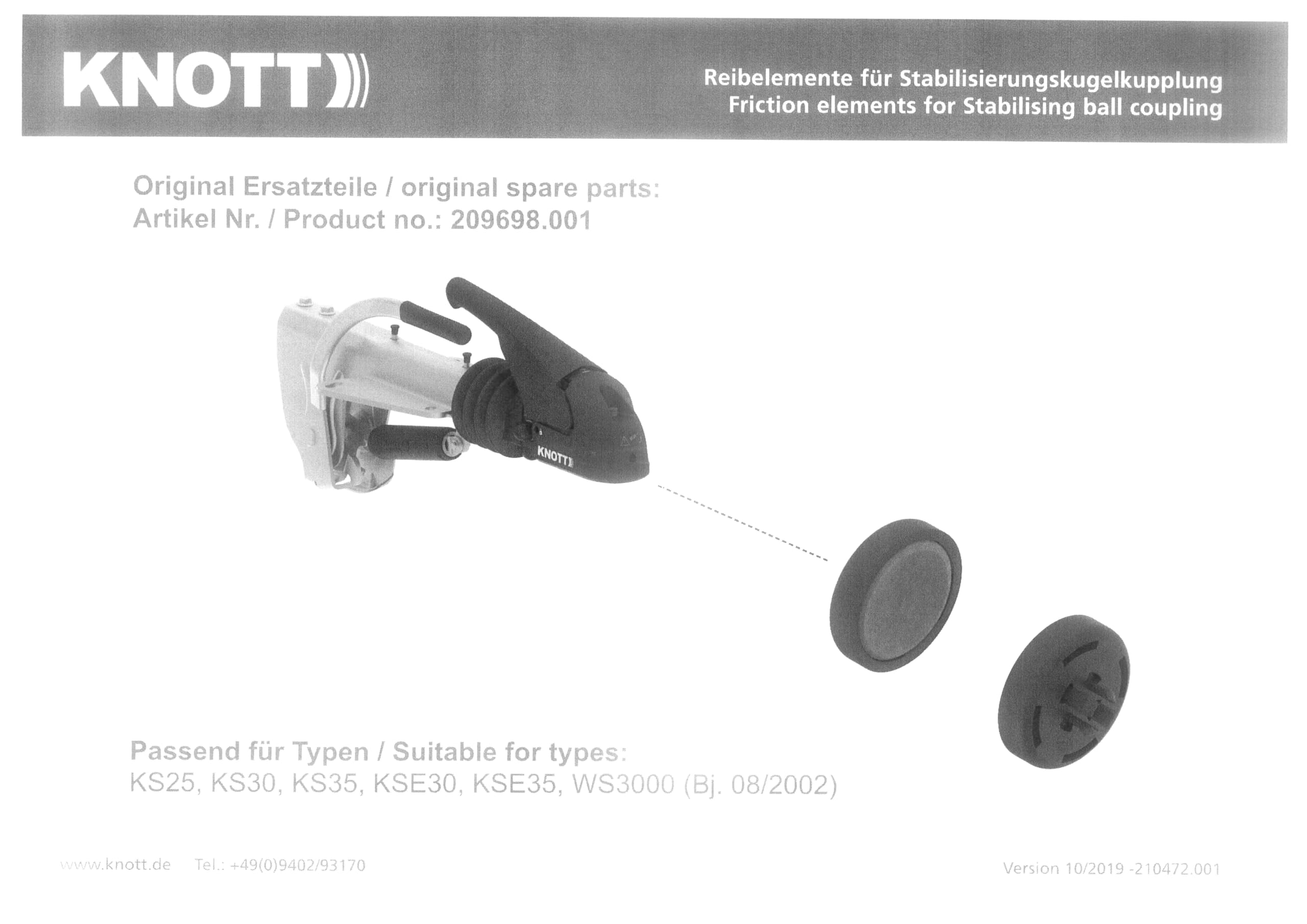 CLIP-Belag Set Satz Knott KS25/30/35 Winterhoff WS-3000 AB 8/2002, ISC