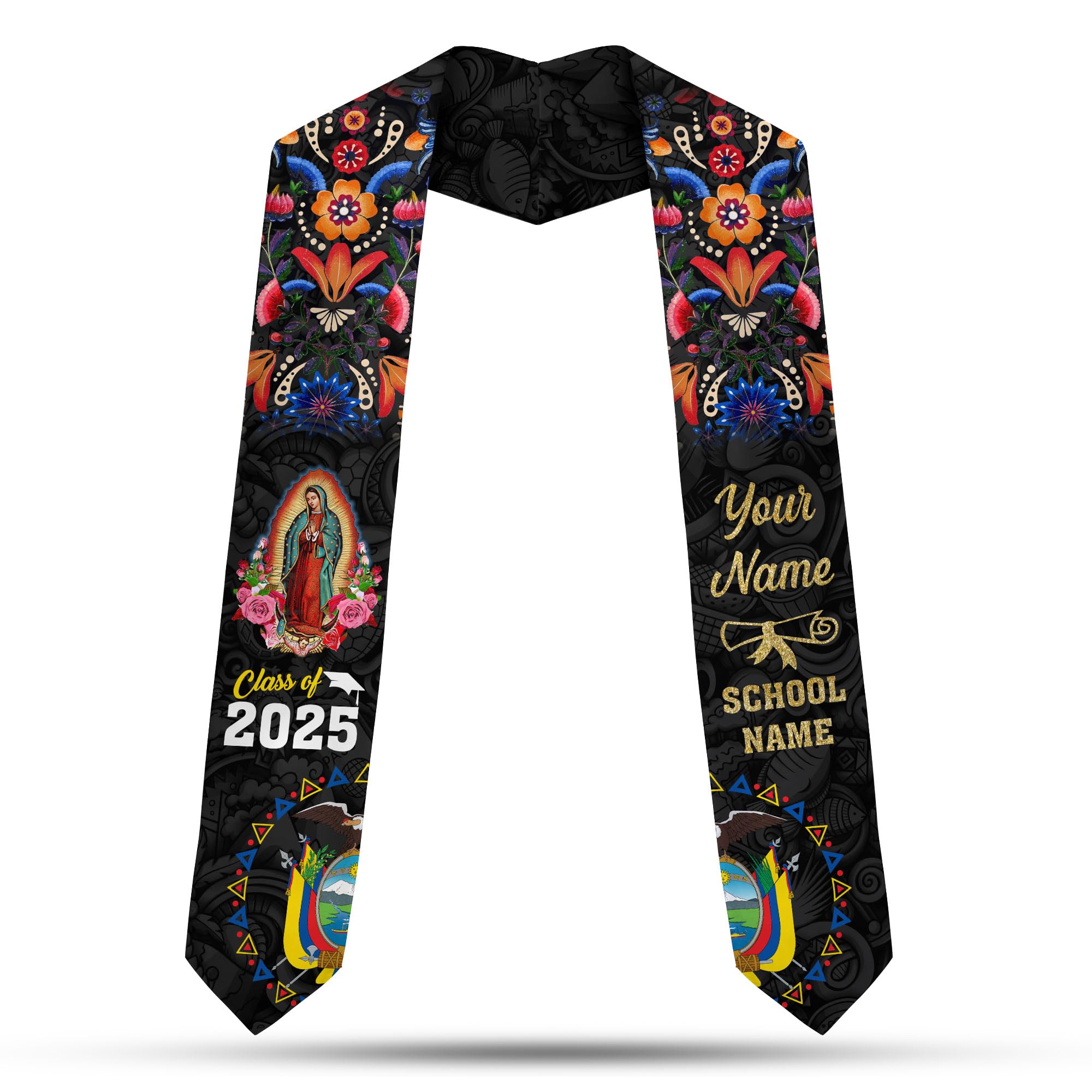 MonkeyVan Ecuadorians Graduation Sash Custom Ecuadorians American Flag Graduation Sash 2025 Ecuador Graduation Stole Ec16