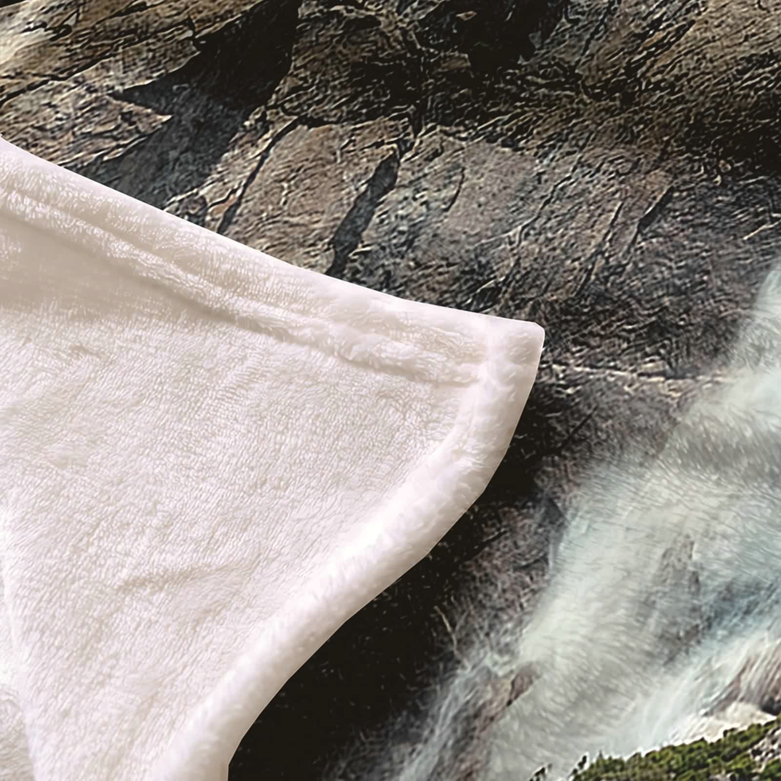 Aeici Couverture Polaire, Couverture Enfant Polaire Couverture 180x200 cm Montagnes et Chute d'eau Couverture de Canapé Cadeau pour Adultes et Enfants