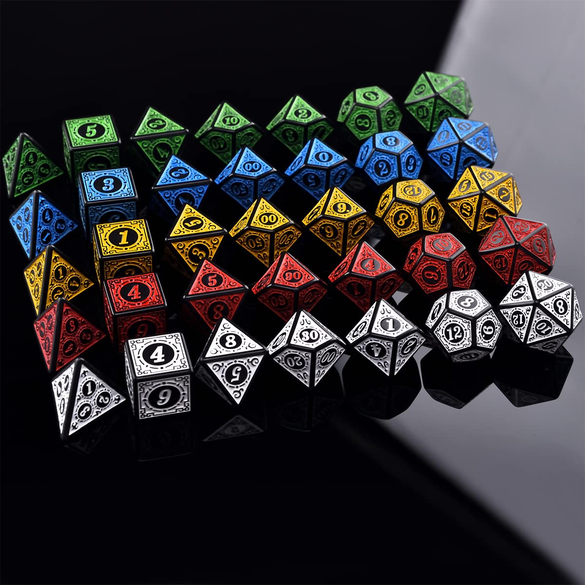 Dados 6 Sets Polyhedral 7-Die Rune Dice D4-D20 con Bolsa for DND RPG Juegos de Aventura de Guerra Dado Gigante (Size : D)