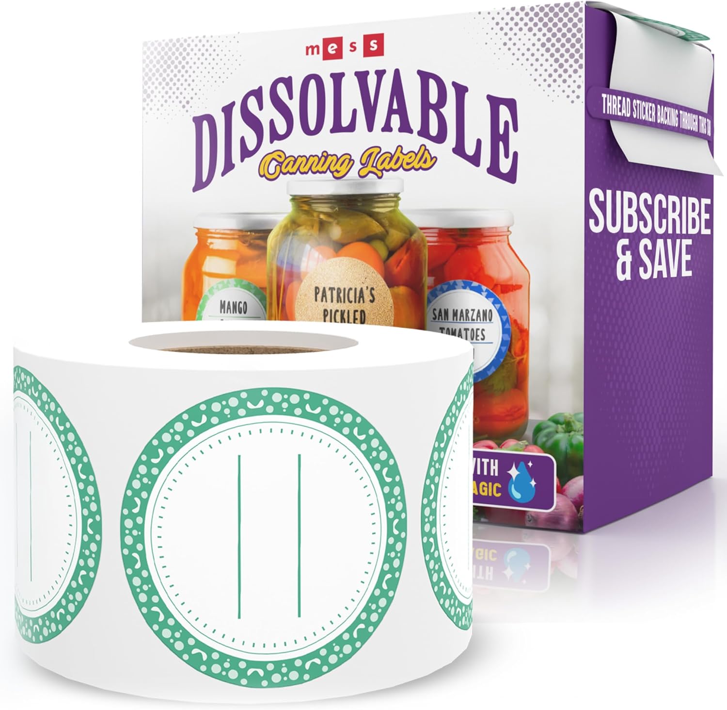 MESS Dissolvable Canning Labels for Jars – 400 Dissolvable Mason Jar Labels - Dissolvable Food Labels for Containers - Jam Homemade Canning Jar Labels Stickers - Removable Mason Jar Labels 2"