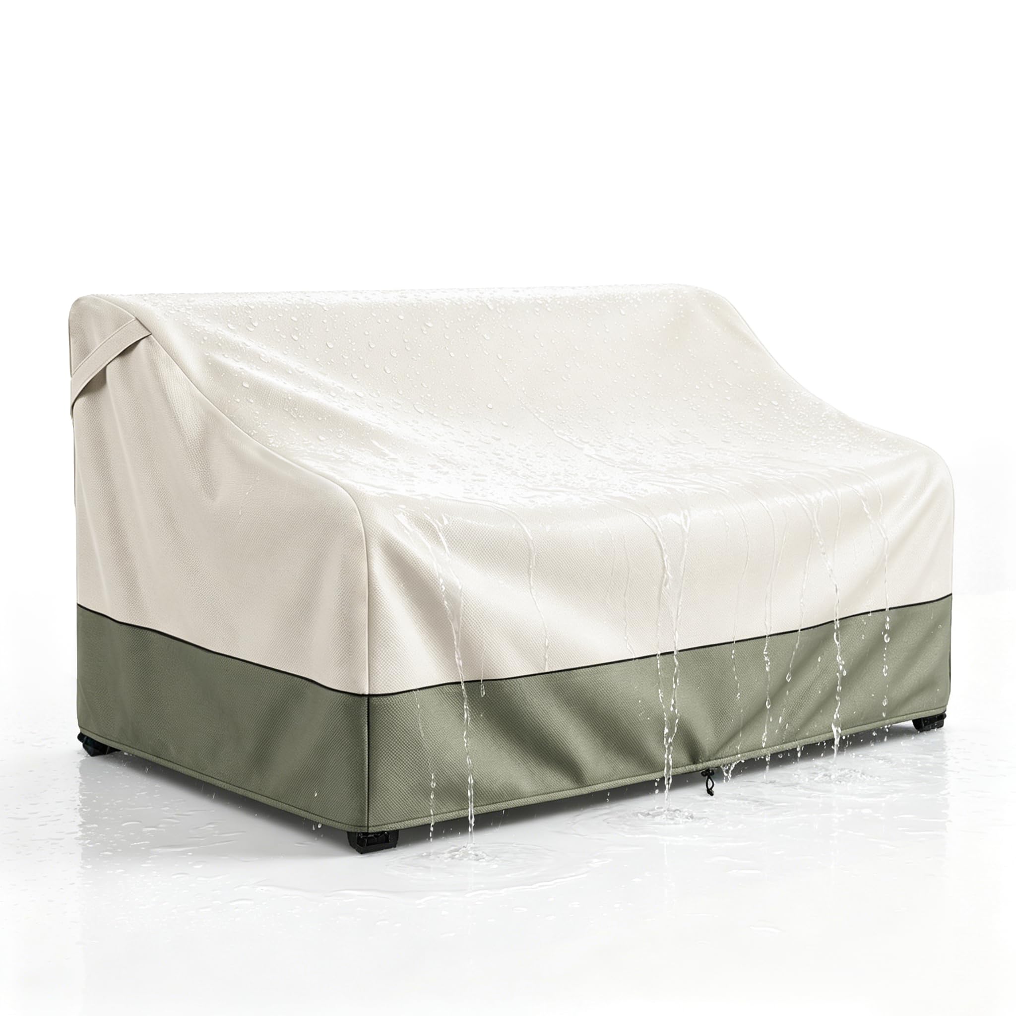 Okcool 3-Seater Outdoor Couch and Patio Furniture Cover,Outdoor Sofa Cover Heavy Duty Fits up to 76W x 32.5D x 33H inches Beige&amp;Gray-green