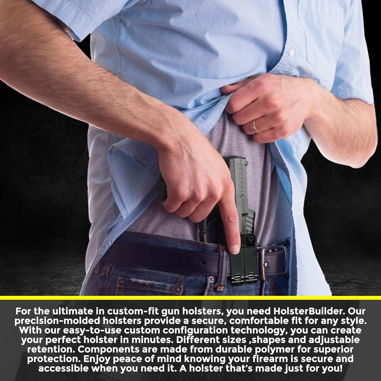 IWB Holster – Inside Waistband Holster for Concealed Carry – Adjustable Retention & Cant – Carbon Fiber Black – Fits Compact Models – Made in USA