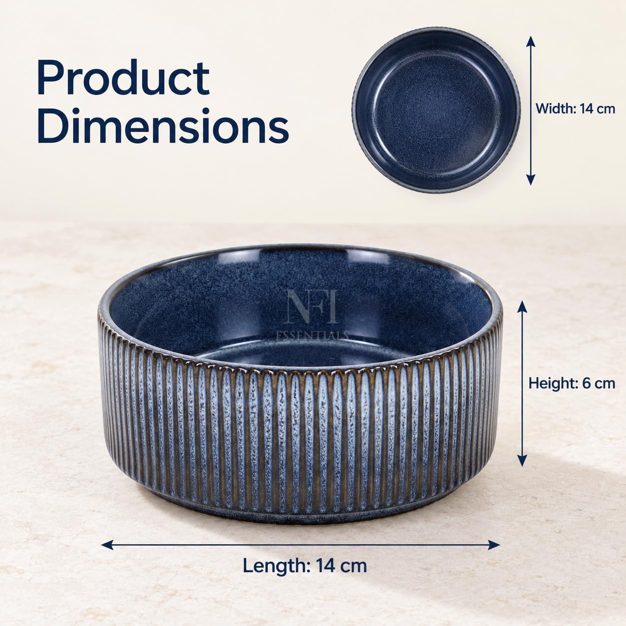 NFI essentials Frontier Ceramic Bowls Perfect for Snack, Side Dishes, Salads Or Desserts Beige Rib-Textured Multipurpose Uses Microwave & Oven Safe Ideal for Gifting & Daily Use — Amazon image 4