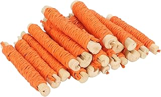 Zerodis 20pcs Pet Sweet Bamboo Sticks, Wooden Beads Rotating Ladder Frosted Rod Cage Toy Colorful Wooden Bird Hanging Swing Bells String for Parrots Rabbit Hamster (Orange)