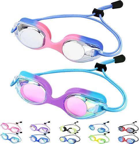 Miniatura 1 de Vvinca Kids Swim Goggles with Bungee Strap No Leaking Anti Fog Toddler Goggles with Quick Adjust Ages 3-14