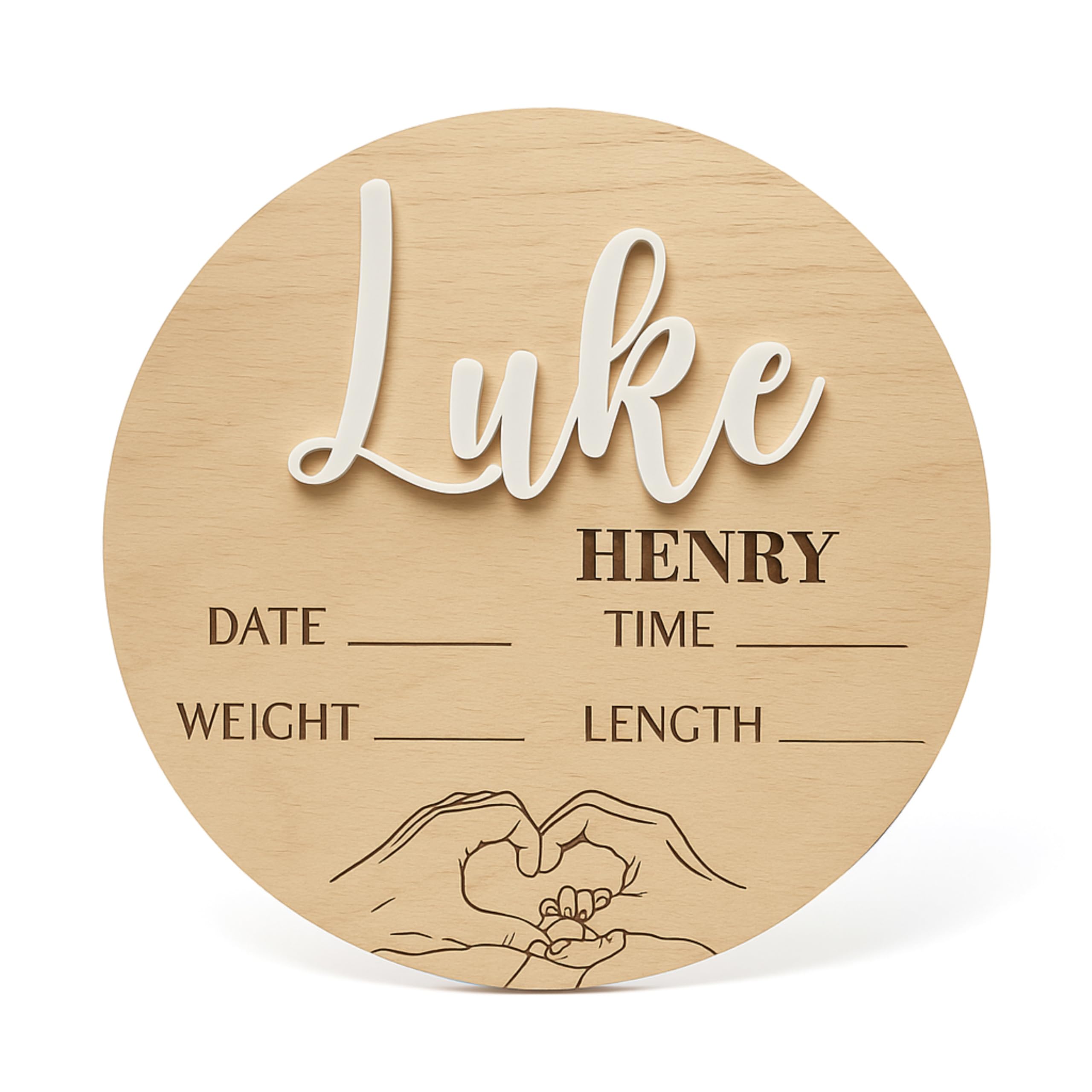 Family Heart Hands, Holding Hands, Personalised Baby Announcement Sign, Mom Dad Kid Hands, Custom Name, Baby Birth Stats, Hospital Baby Sign, Newborn Gift, Wood Sign, Baby Shower Gift (Design 10)