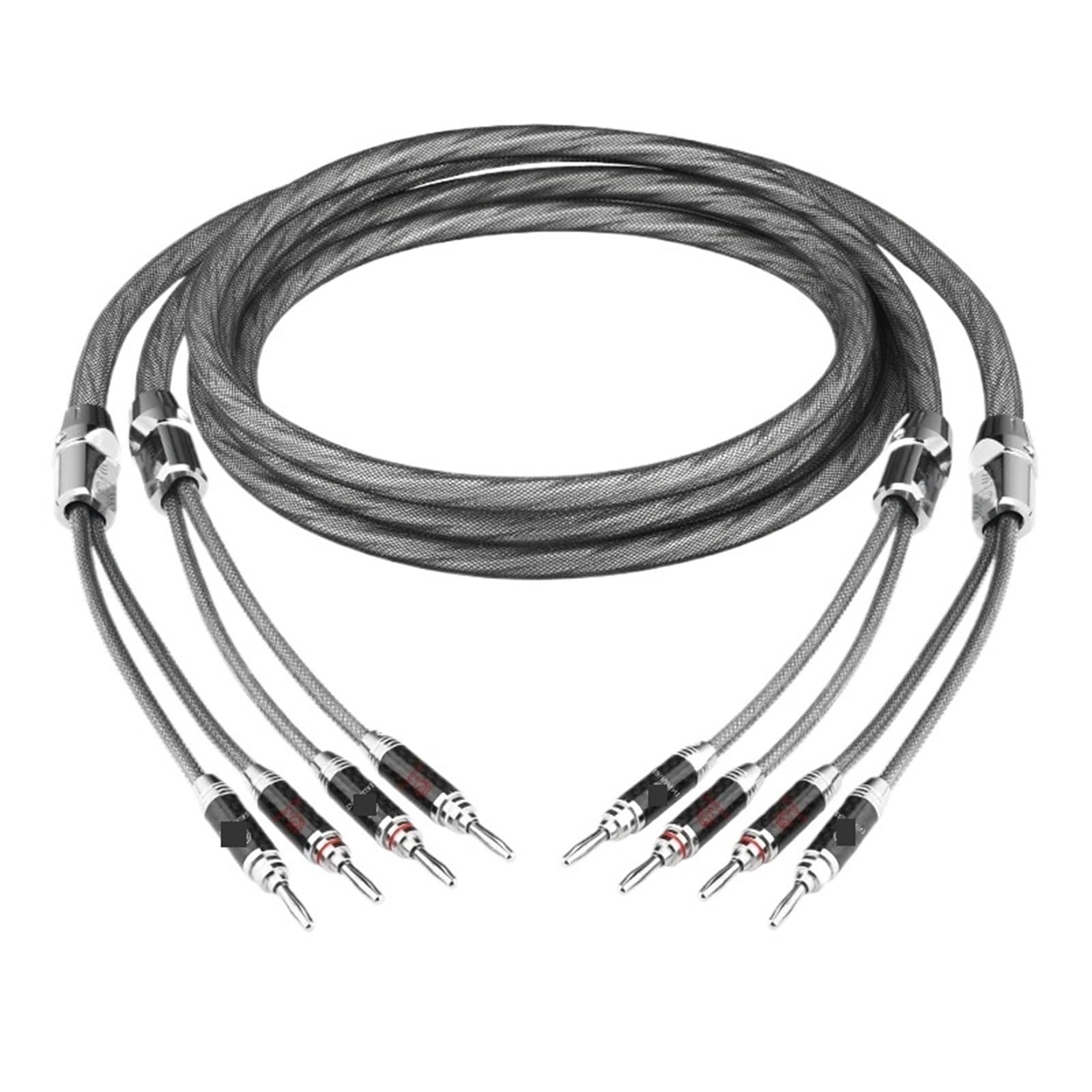 Kabel głośnikowy HiFi Jedna para posrebrzany drut OCC o wysokiej czystości z kablem klaksonowym z wtyczką bananową do głośnika wzmacniacza (2 m)