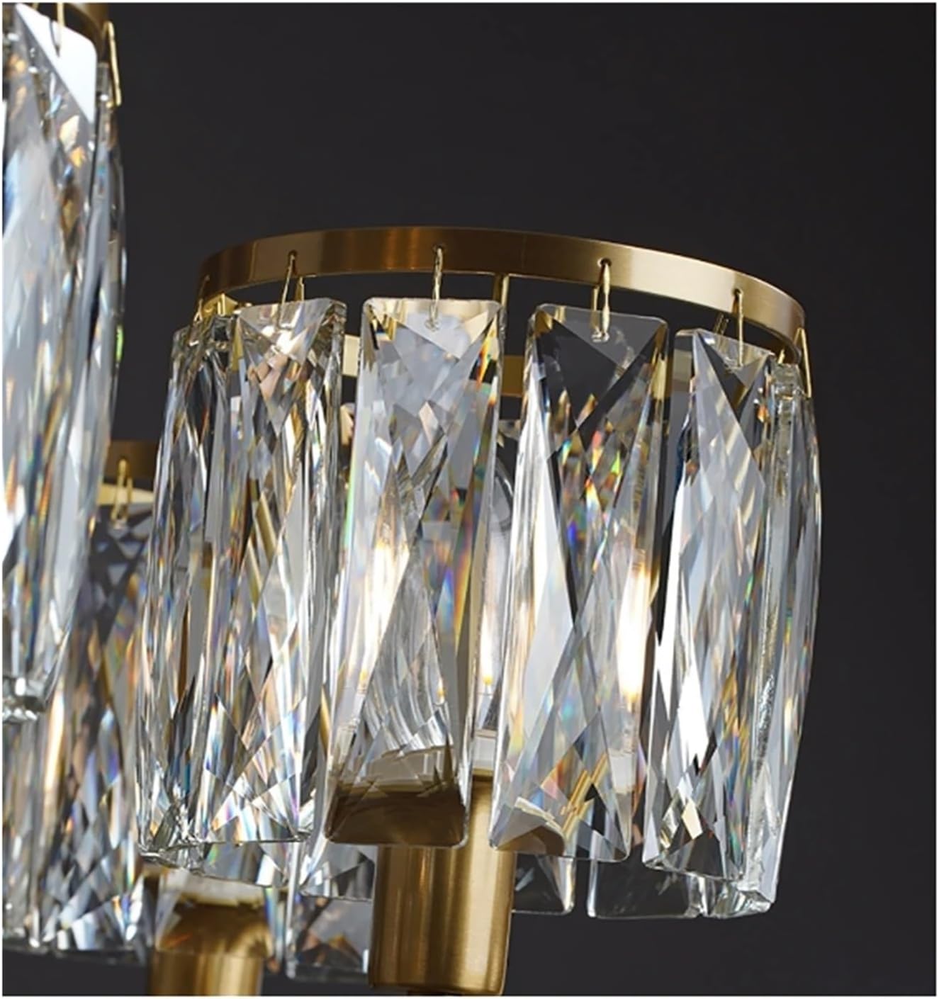 LED Retro Brass Candle Shaped Pendant Light, new Glossy Home Appliance, Crystal Pendant Light, Suitable for Foyer,luminaire