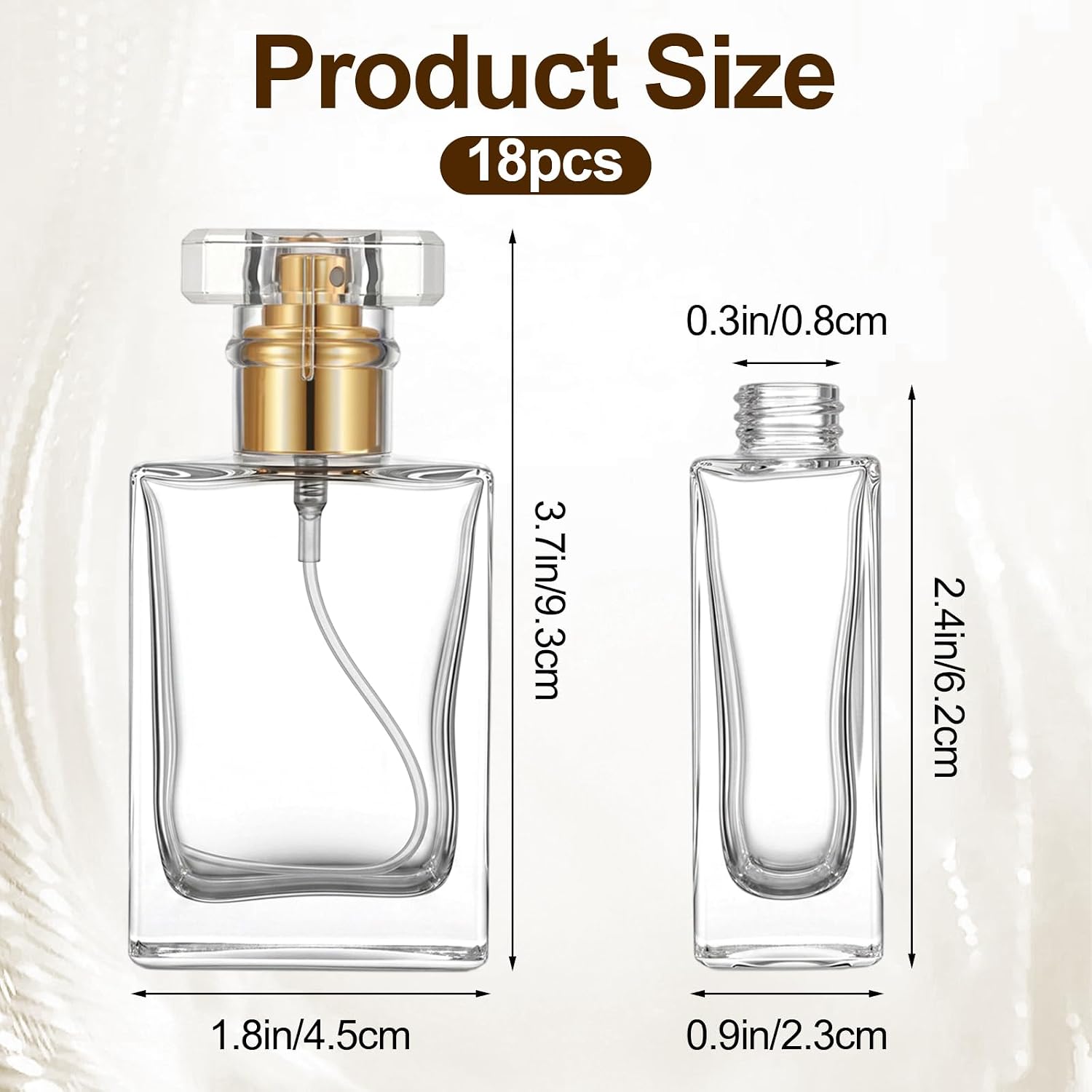 18 Pack 30ml/1oz Perfume Bottles Empty Refillable Perfume Bottle Transparent Glass Fine Mist Atomizer Leak Proof Portable Travel Vials for Purse Gym And Home Office