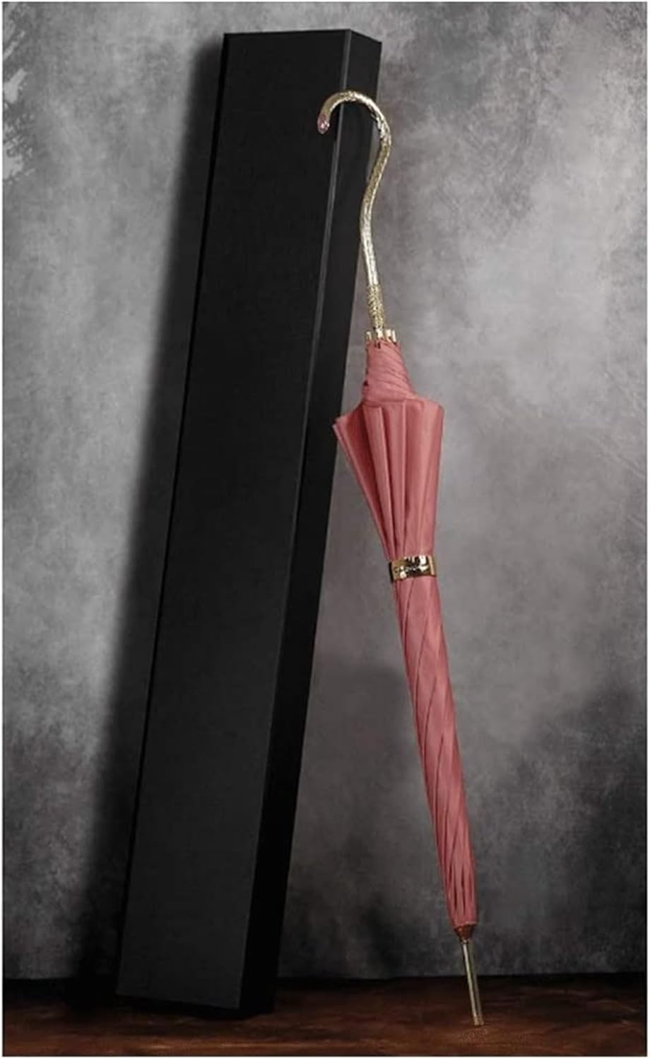 Stick Umbrellas Outdoor Umbrella British Long Handle Solid Color Double Umbrella Curved Shank Artifical Diamond Men Women (Pink One Size)