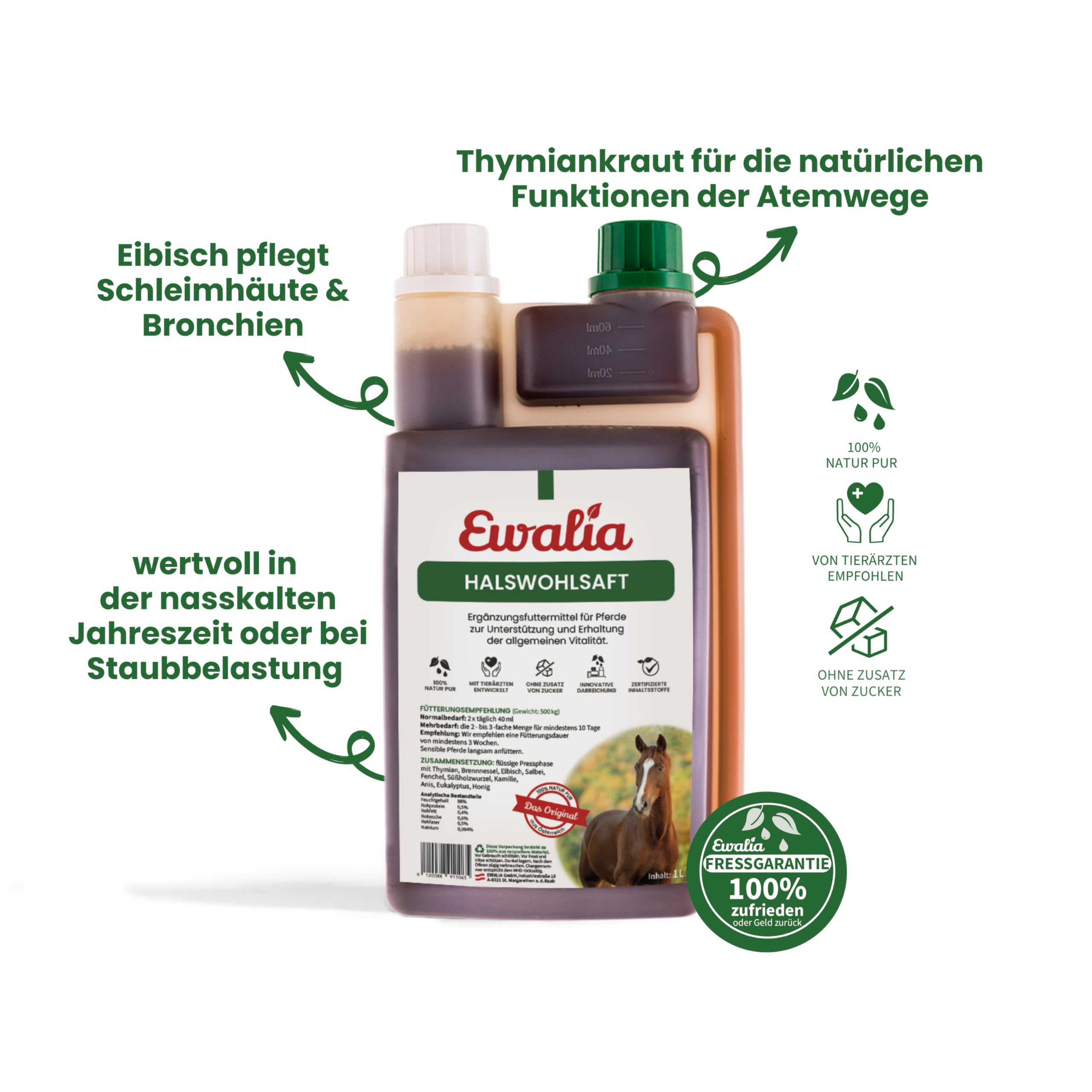 Ewalia Succo cervicale per cavalli, confezione doppia, 2 x 1 l