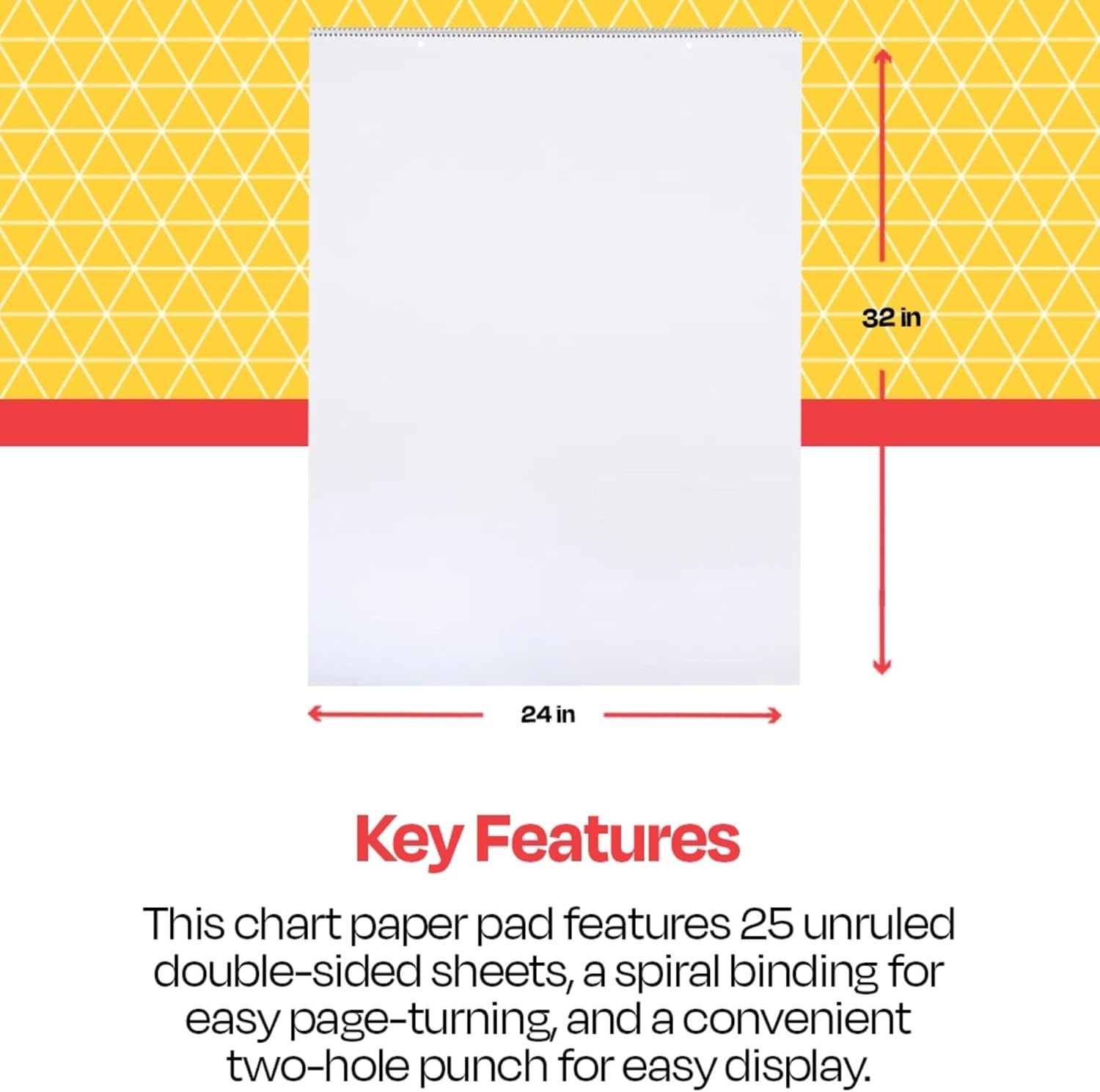 School Smart Chart Paper Pad, 32 x 24 Inches, Unruled, 25 Sheets