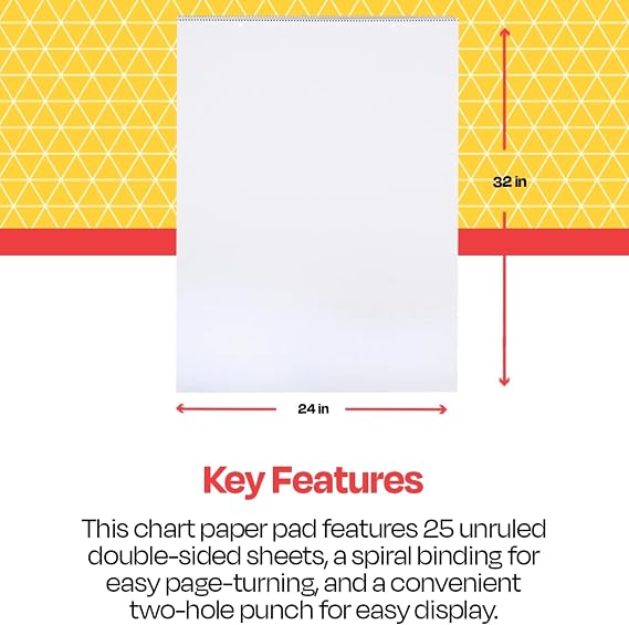 School Smart Chart Paper Pad, 32 x 24 Inches, Unruled, 25 Sheets