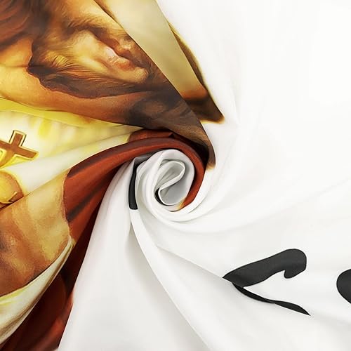 Miniatura 5 de LB Divertido tapiz de Jesús con texto en inglés "Jesucristo I Saw That" para colgar en la pared, tapiz de pared de Navidad para dormitorio,