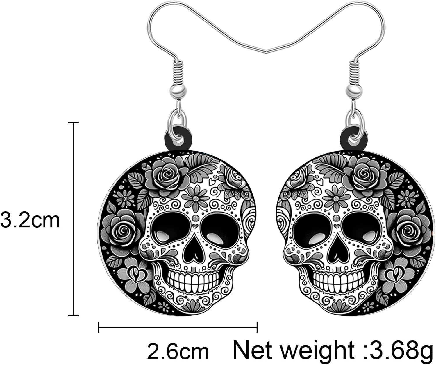Halloween Sugar Skull Earrings Dangle Gothic Accessories image 5