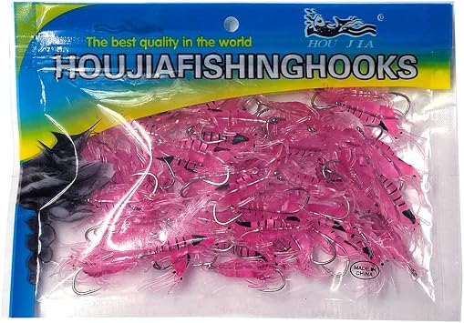 Wild.life Trout Bass Crappie Scented Micro Grass Shrimp Lures Bait Pink with Hook