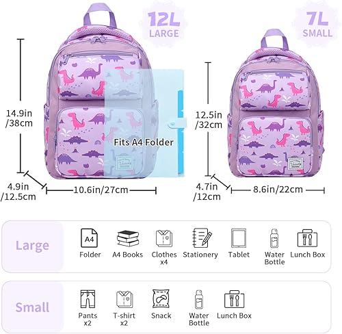 Miniatura 2 de VASCHY Mochila para niños, resistente al agua, ligera, linda y bonita para niños y niñas, Lila - grande, Mochilas Daypack
