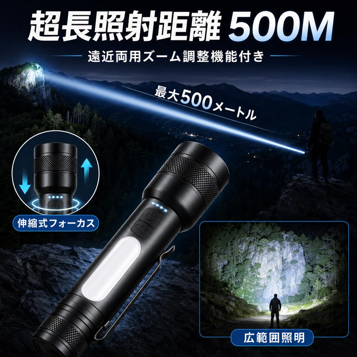 Amazon.co.jp: 懐中電灯 強力 防災【 25000ルーメン 白色/赤色/青色の