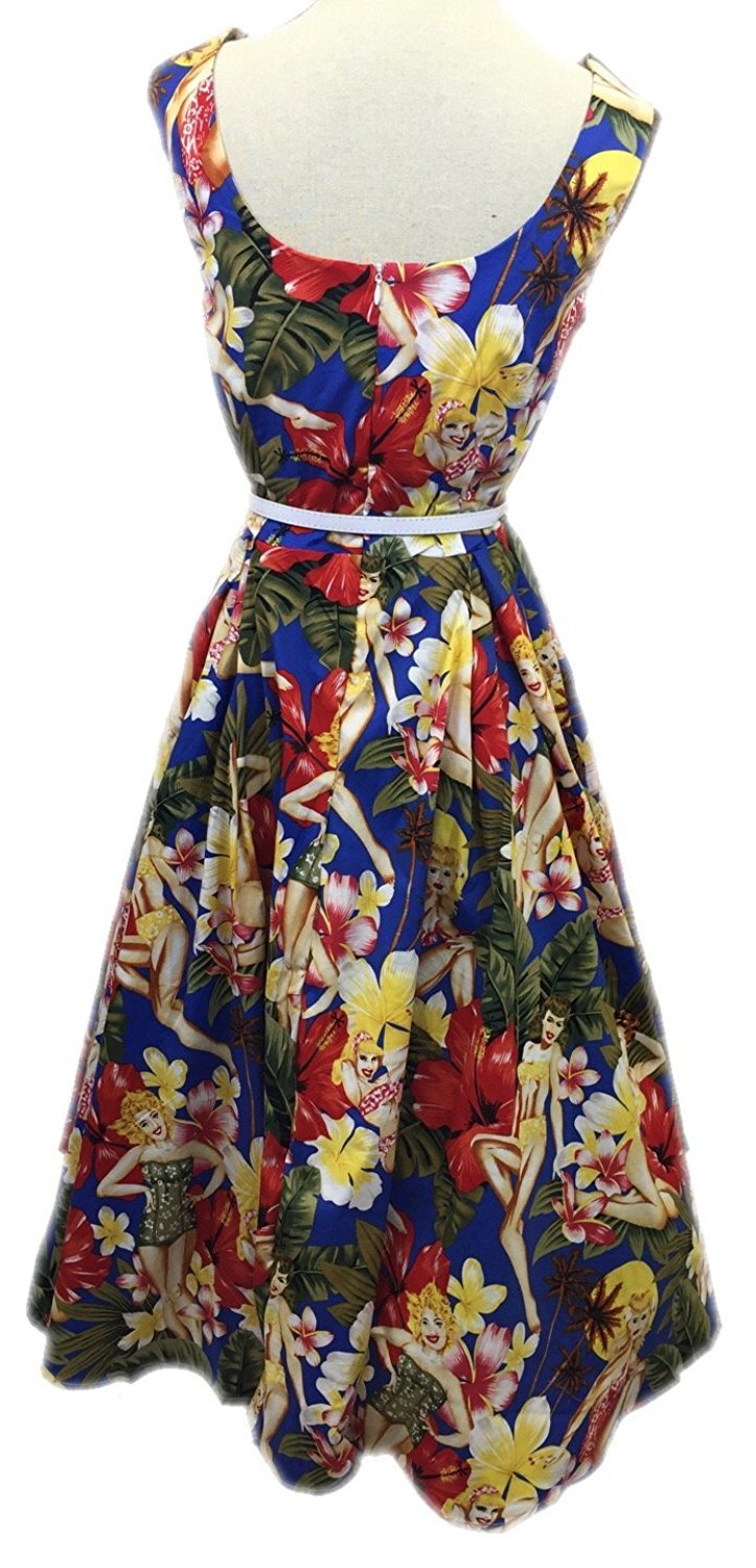 Boolavard Femmes Robe de Rockabilly des années 50 Audrey Hepburn + Sac à Linge + Cadeaux-Shopper Bag