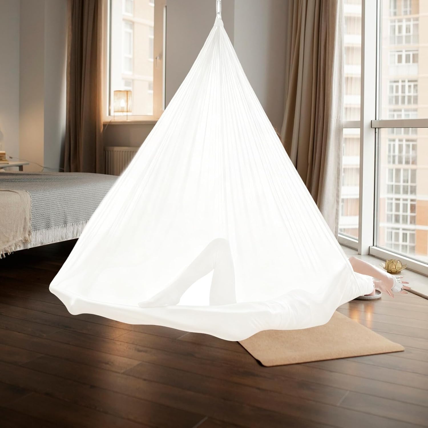 Aerial Yoga Swing Portable Professional with Accessories | Home Aerial Yoga Hammock Kit for Adults Men Women Beginner Home Gym Outdoor Indoor Living Room Yard Fitness