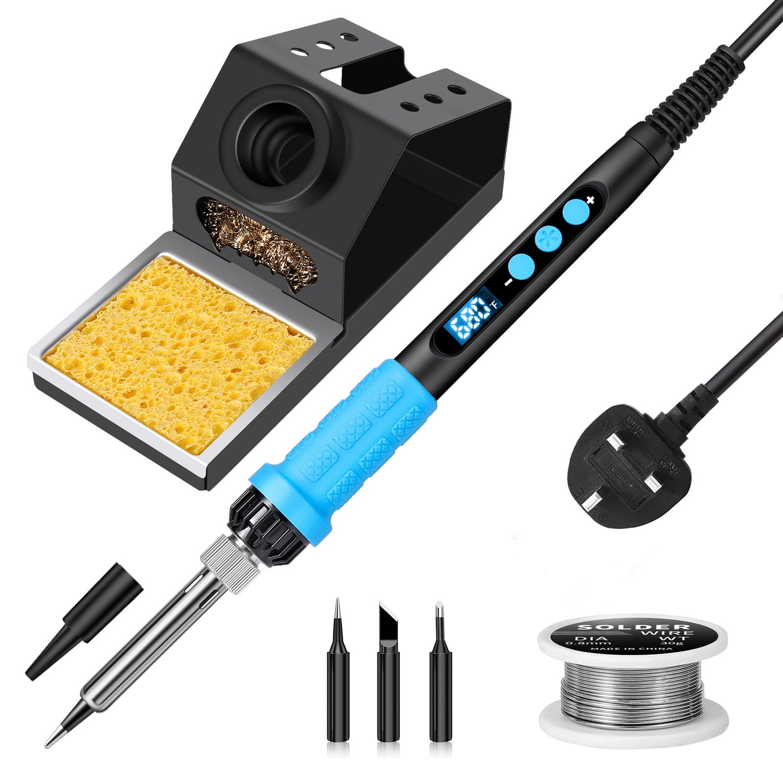 Soldering Iron Kit, 100W High Power Soldering Iron, Fast Heating, Digital Display Temperature Control Accurate 180℃-500℃, Portable Soldering Kit with Protective Cap, Automatic Sleep Mode — image 1